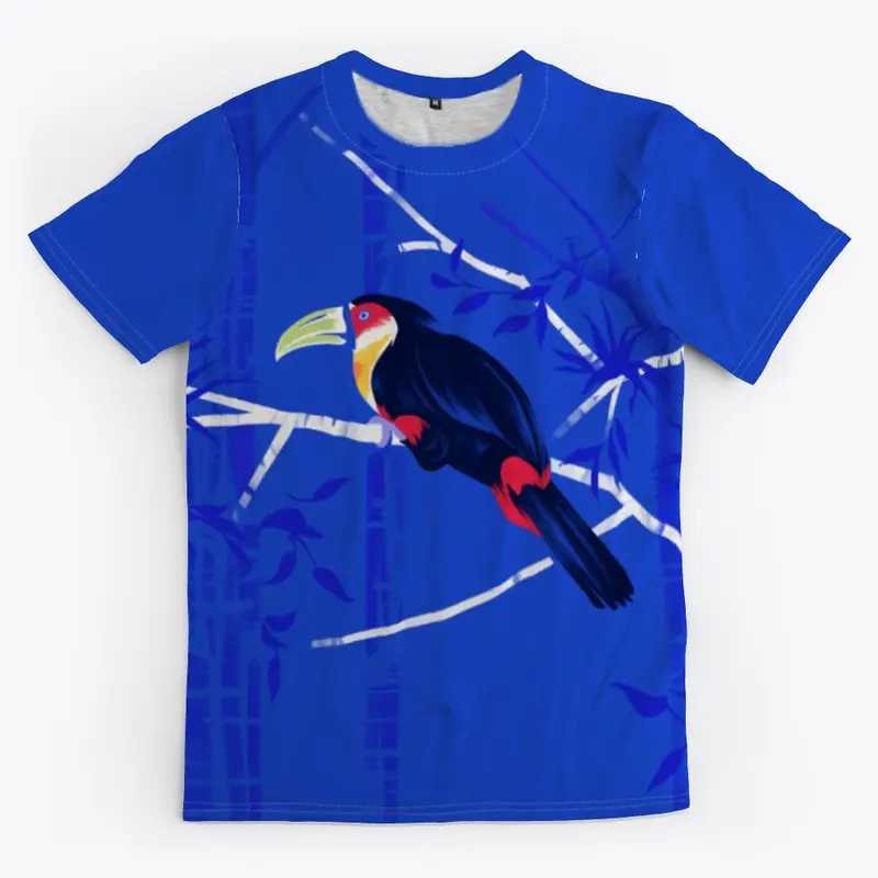 Green Billed Toucan Blue Tee